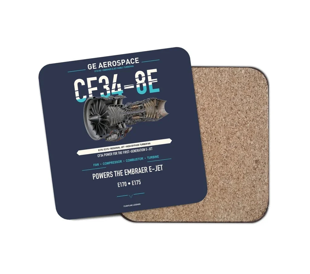 CF34-8E design on navy blue 1 piece coaster