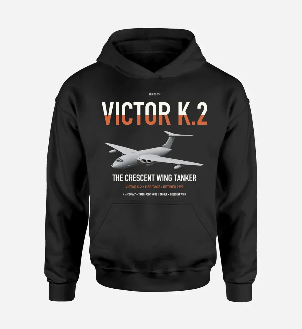 Handley Page Victor K.2 design on black double-side hoodie, single-side print
