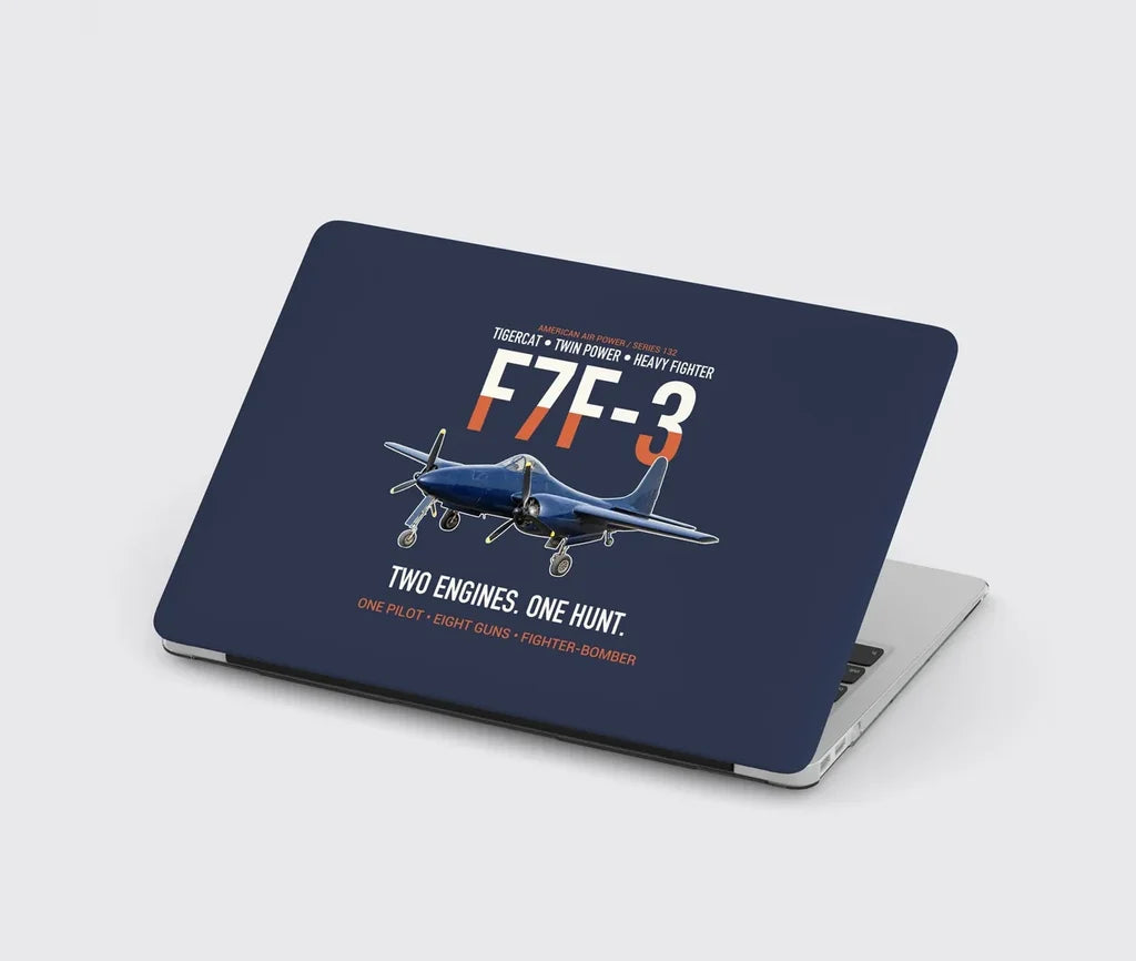F7F-3 Tigercat Two Engines One Hunt design on navy blue MacBook case