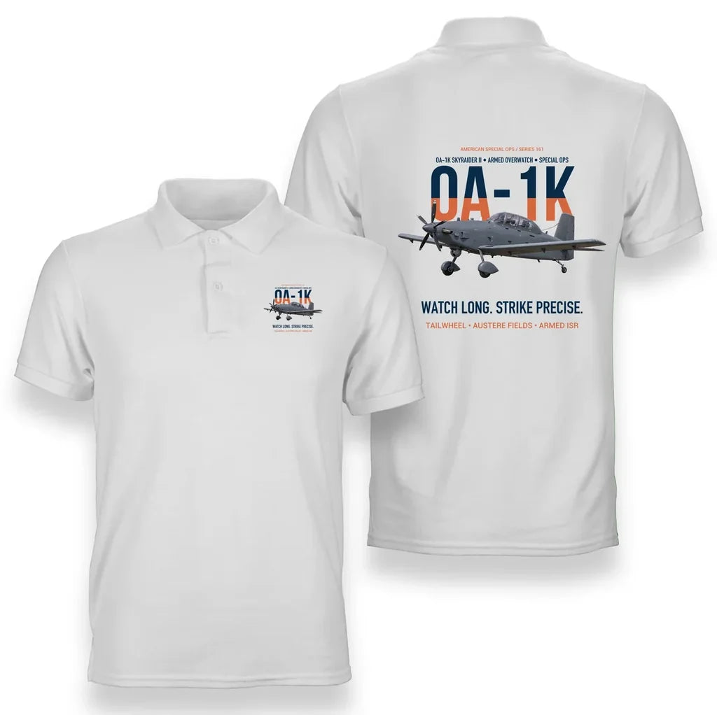 OA-1K SKYRAIDER II design on white polo