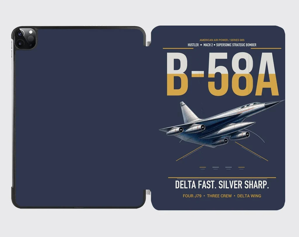 B-58A Hustler design on navy blue ipad tablet case