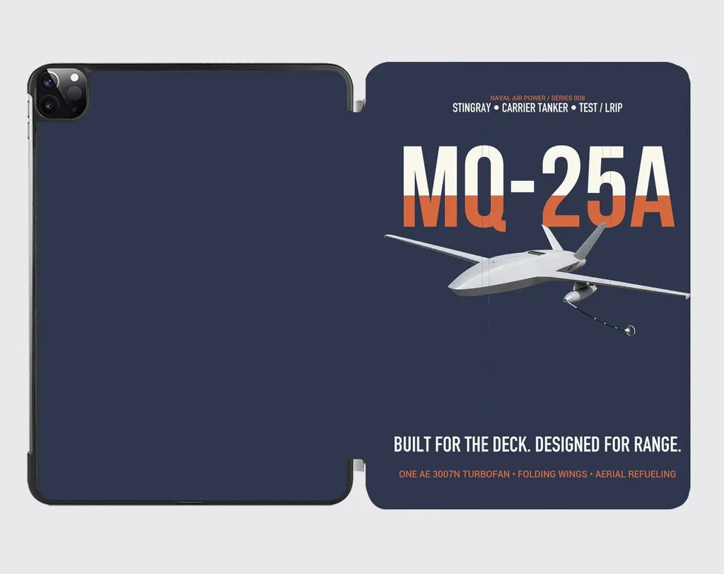 MQ-25A STINGRAY design on navy blue ipad tablet case
