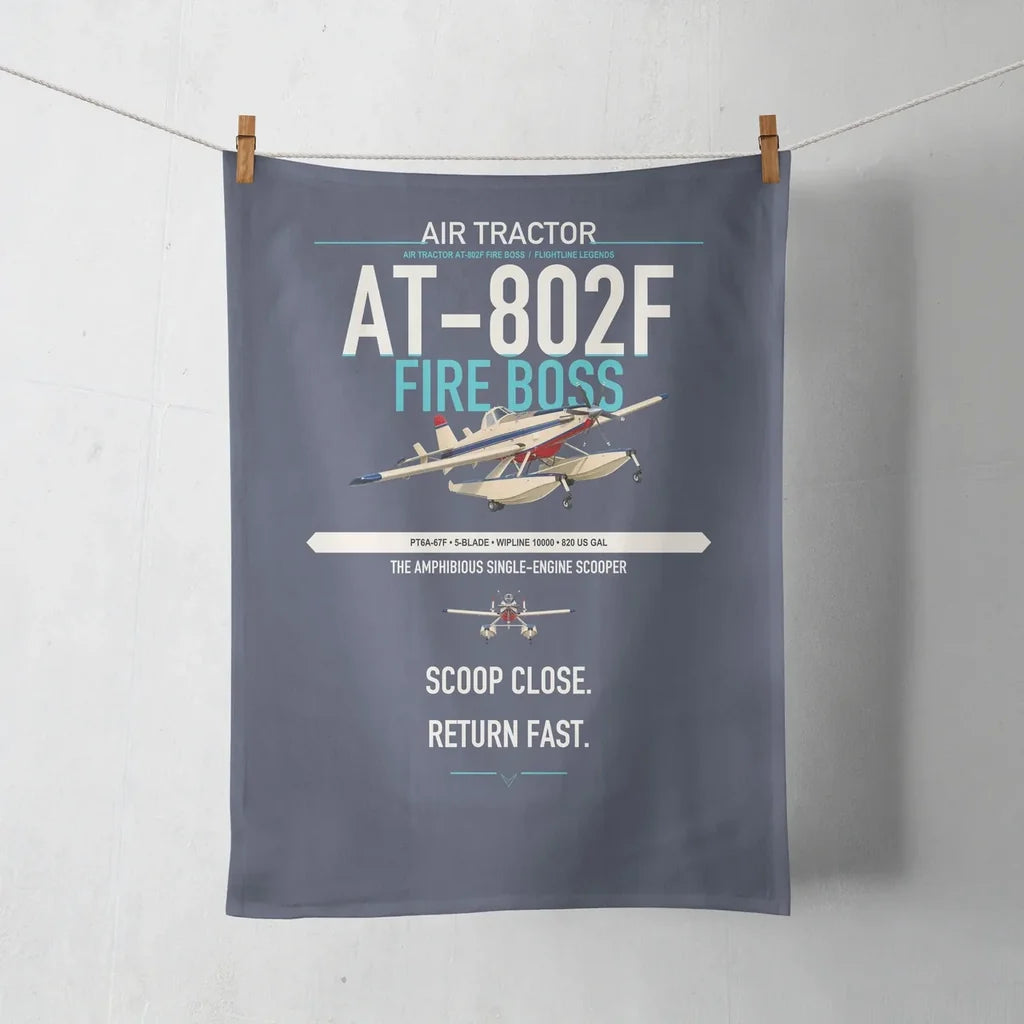 Air Tractor AT-802F Fire Boss design on navy blue towel