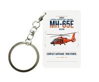 Thumbnail for Airbus MH-65E Dolphin design on white designed key chain, double-side print