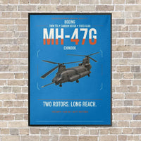 Thumbnail for Boeing MH-47G Chinook vertical canvas print - framed - turquoise background