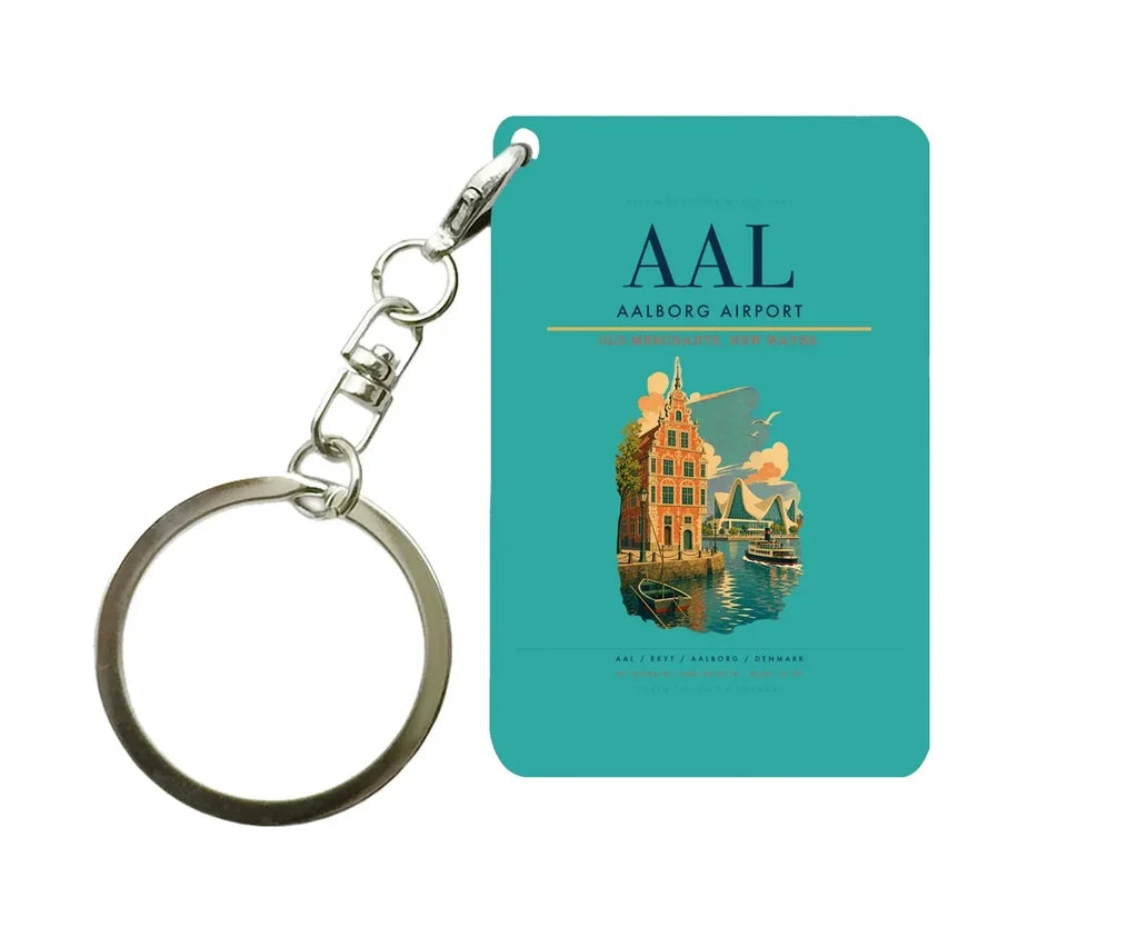 Aalborg Airport (AAL) design on turquoise key chain