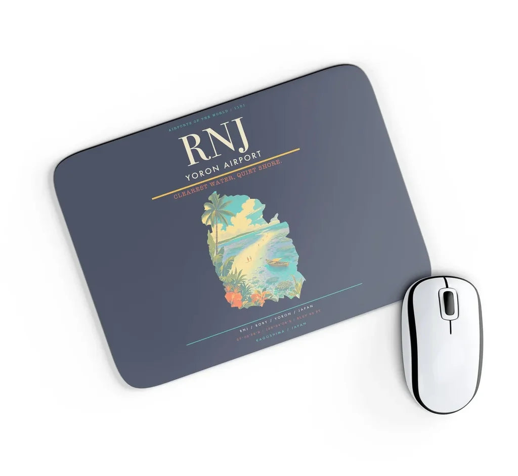 Yoron Airport (RNJ) design on navy blue rectangle mouse pad