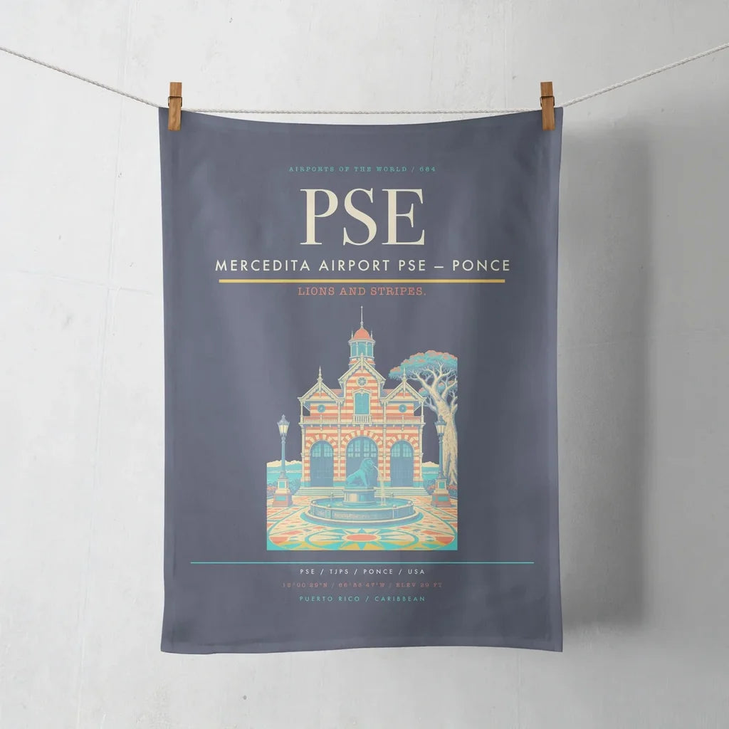 Mercedita Airport (PSE) design on navy blue towel