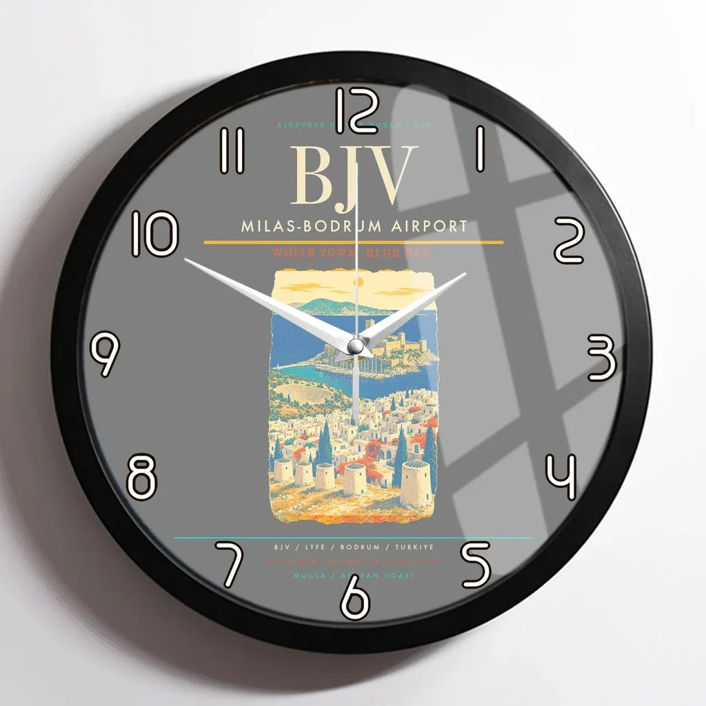 Milas-Bodrum Airport BJV Wall-Clock Framed - Gray