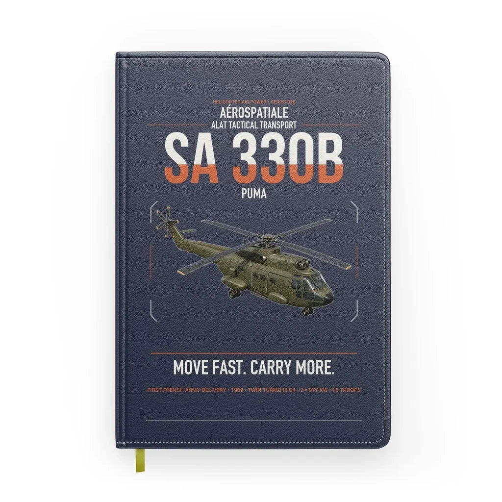 Aérospatiale SA 330B Puma design on navy blue notebook