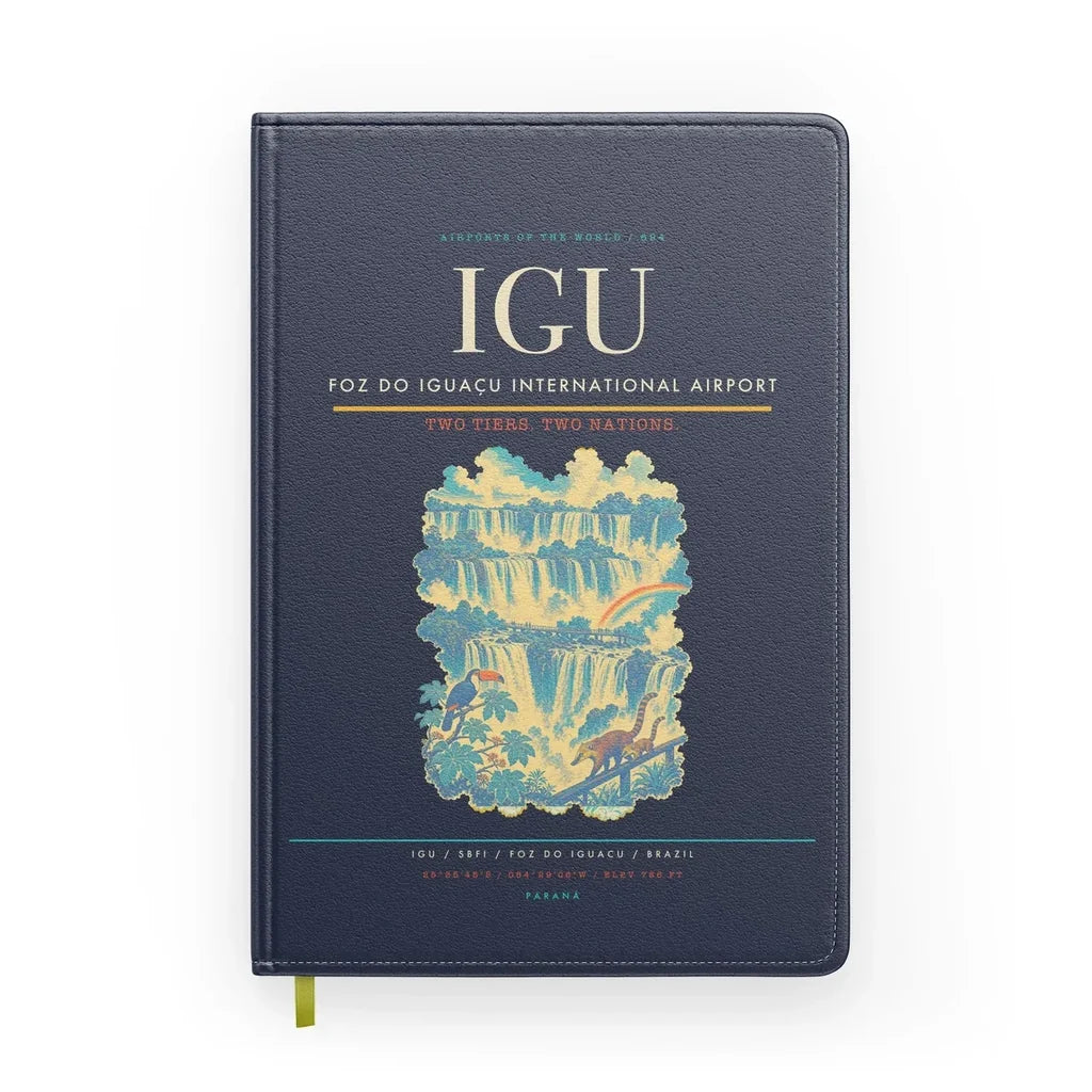 Foz do Iguaçu International Airport (IGU) design on navy blue notebook