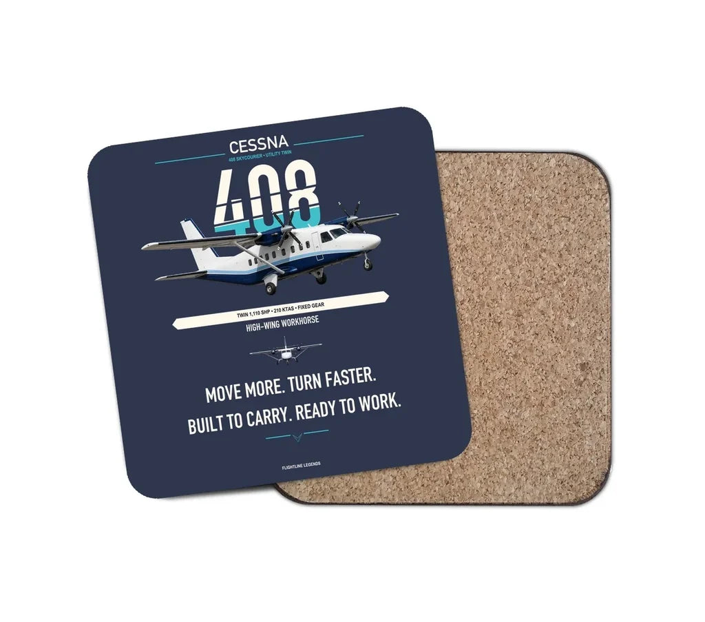 Cessna 408 SkyCourier design on navy blue 1 piece coaster