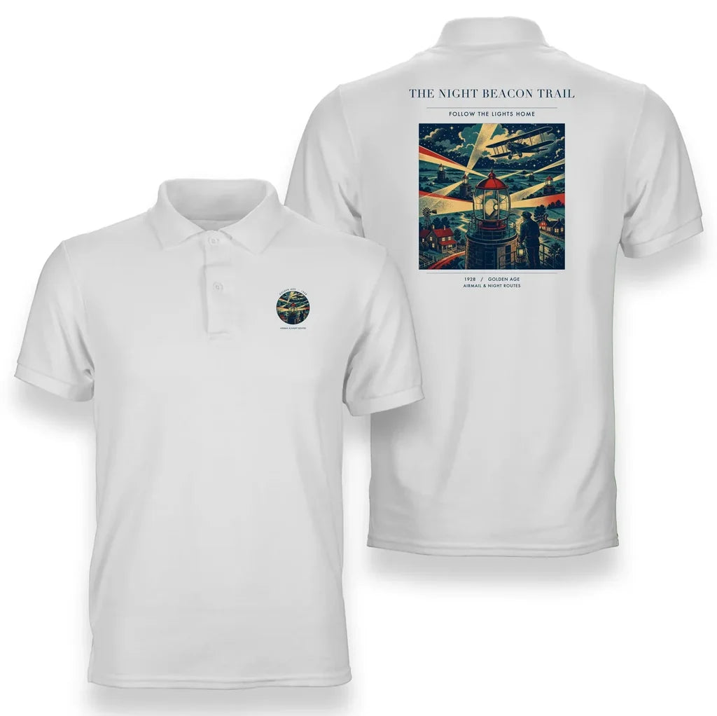 VINTAGE G4016 - The Night Beacon Trail - Double-Side Polo T-Shirt design on white