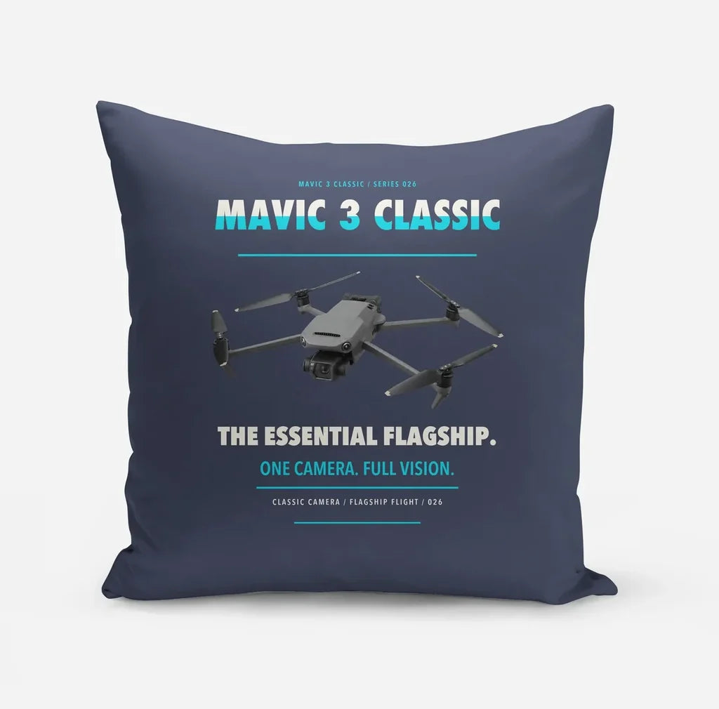 DJI Mavic 3 Classic design on navy blue pillow