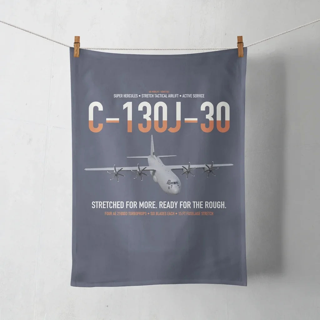 C-130J-30 Super Hercules design on navy blue towel