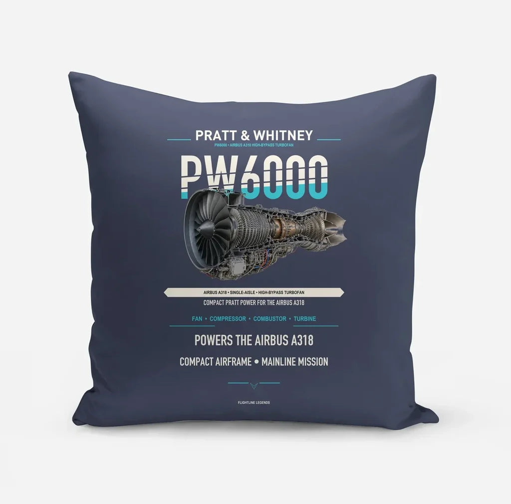 PW6000 design on navy blue pillow