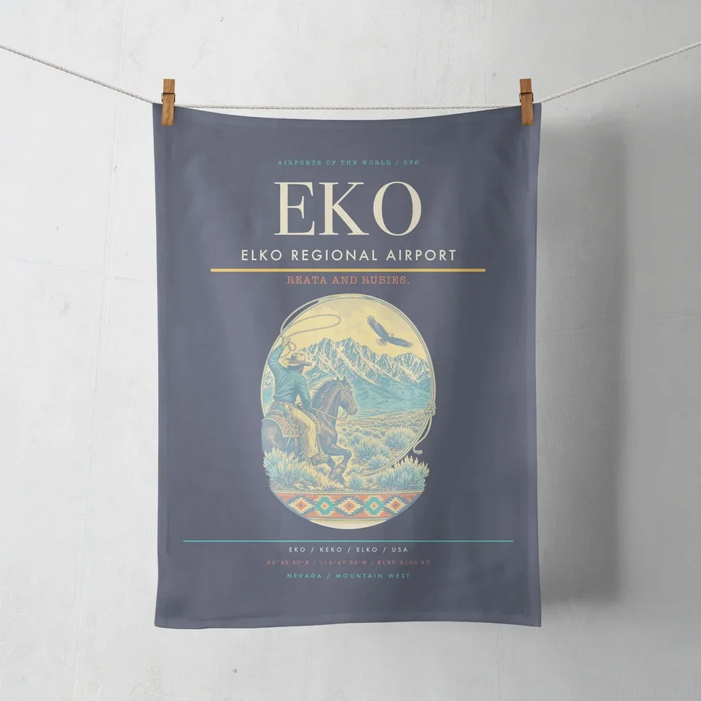 Elko Regional Airport (EKO) design on navy blue towel