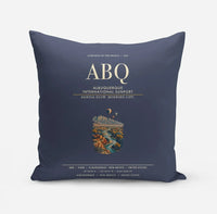 Thumbnail for Albuquerque International Sunport (ABQ) design on navy blue pillow