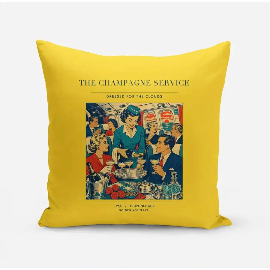 VINTAGE G4087 - The Champagne Service - Designed Pillows design on yellow