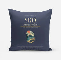 Thumbnail for Sarasota Bradenton International Airport (SRQ) design on navy blue pillow