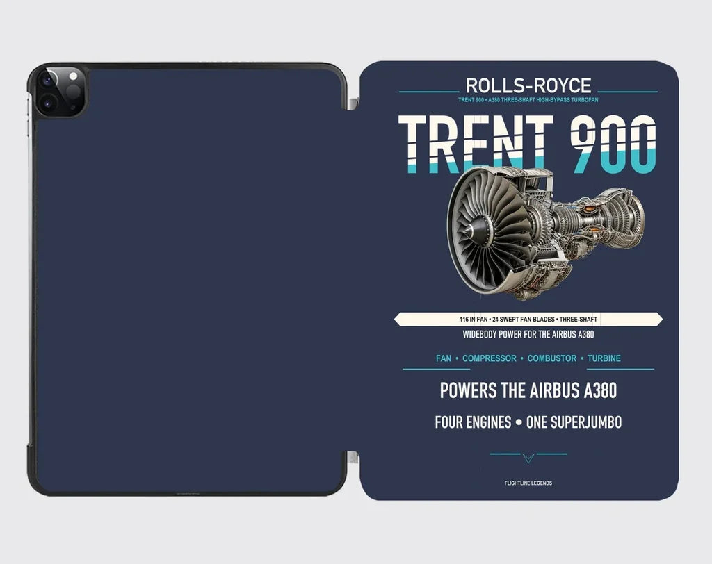 TRENT 900 design on navy blue ipad tablet case