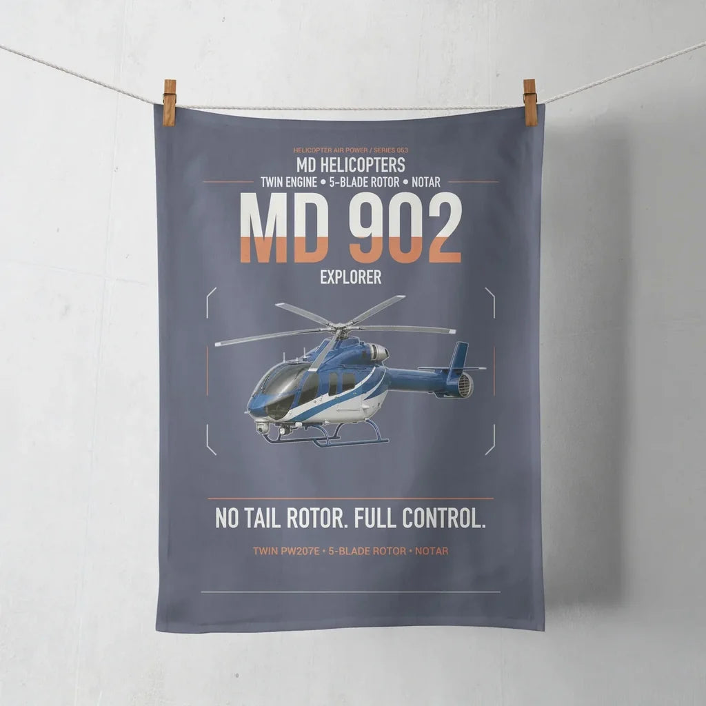 MD Helicopters MD 902 Explorer design on navy blue towel