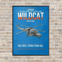 Thumbnail for Leonardo AW159 Wildcat HMA2 vertical canvas print - framed - turquoise background