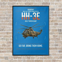 Thumbnail for Sikorsky HH-3E Jolly Green Giant vertical canvas print - framed - turquoise background