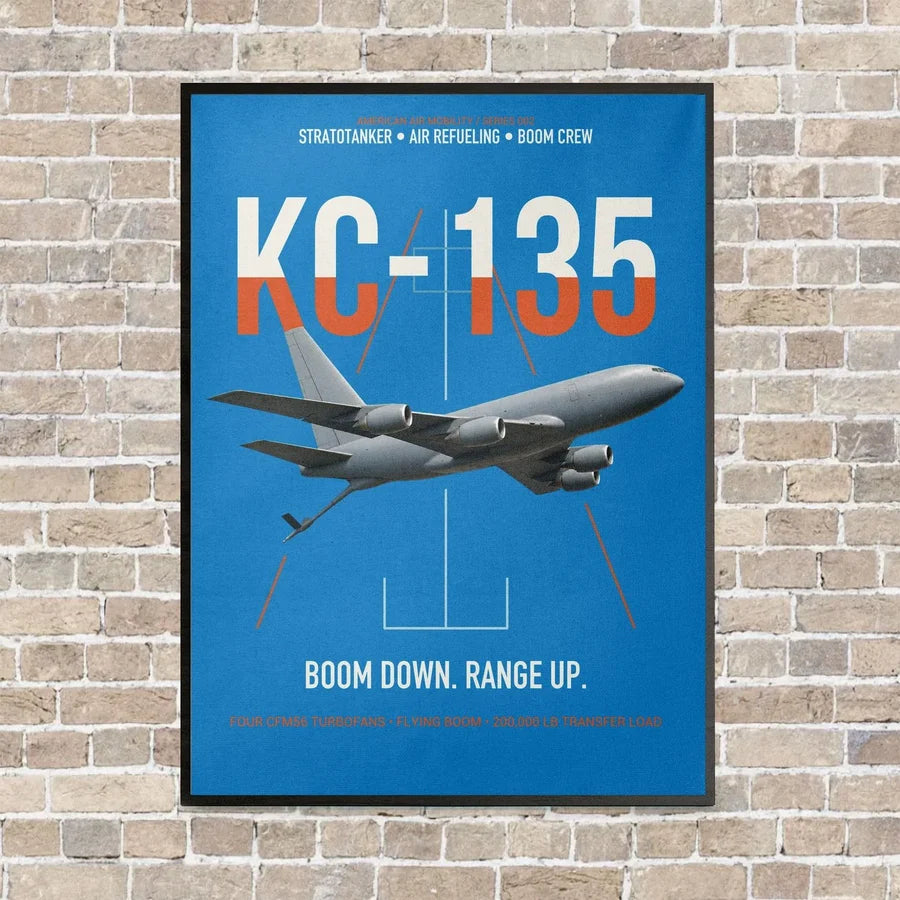 KC-135 STRATOTANKER vertical canvas print - framed - turquoise background