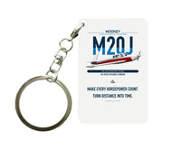 Thumbnail for Mooney M20J 201 design on white designed key chain, double-side print