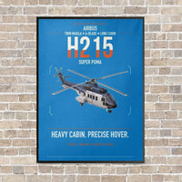Thumbnail for Airbus H215 vertical canvas print - framed - turquoise background
