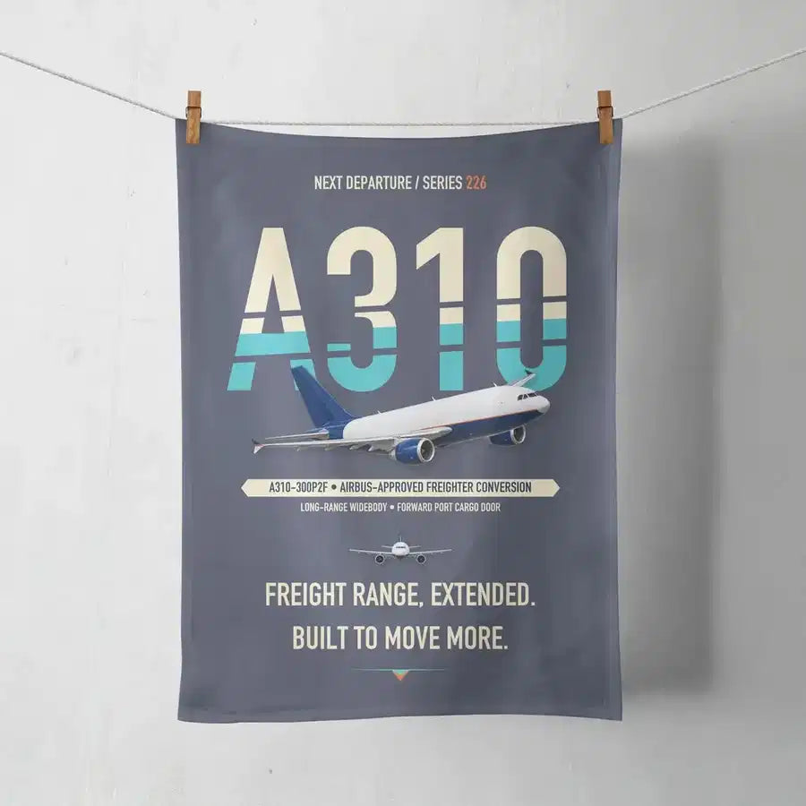 Airbus A310-300P2F design on navy blue towel