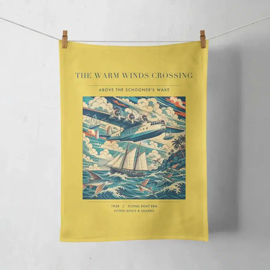 VINTAGE G4067 - The Warm Winds Crossing - Designed Towels design on yellow