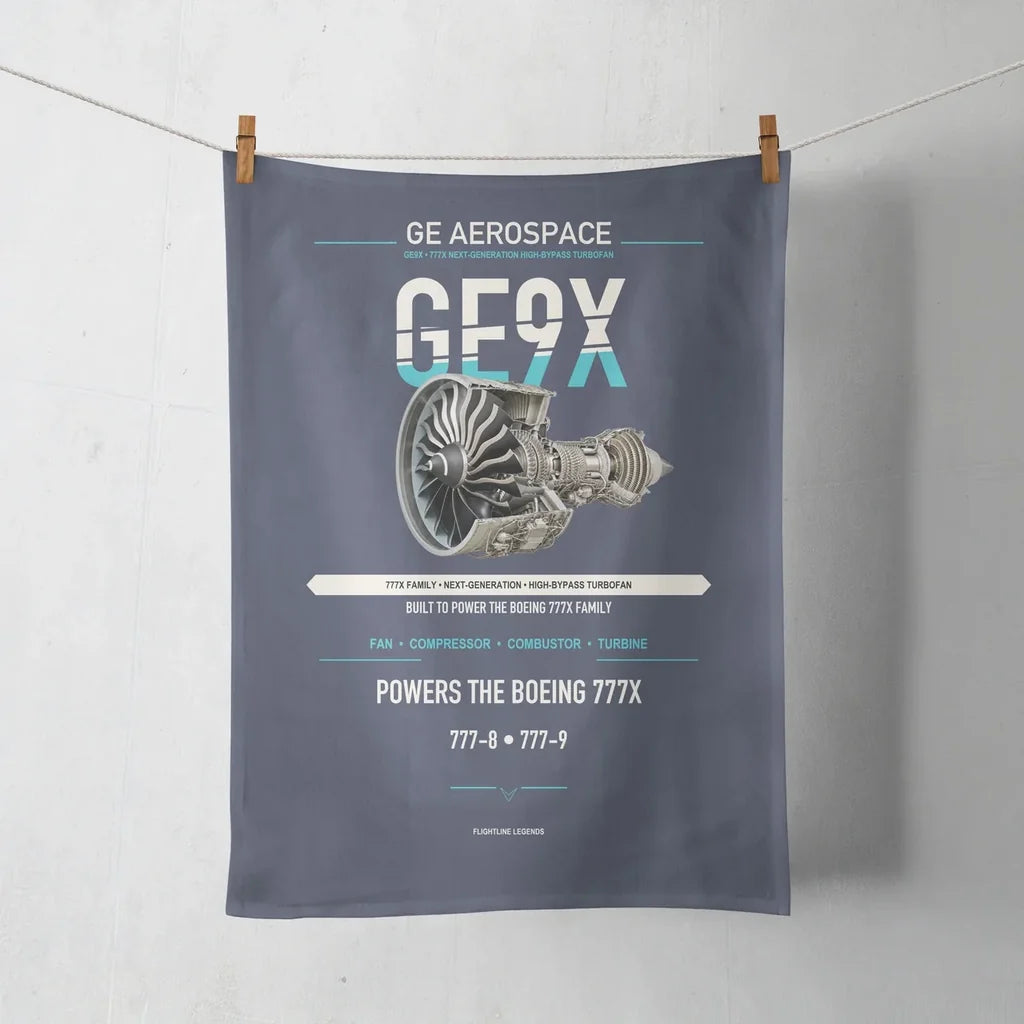 GE9X design on navy blue towel