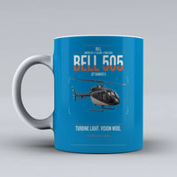 Thumbnail for Bell 505 Jet Ranger X design on turquoise ceramic mug, double-side print