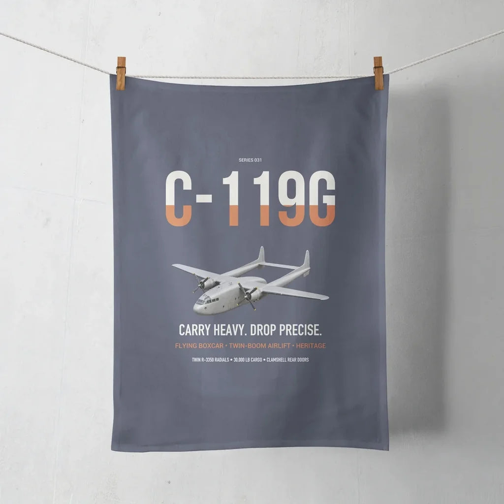 C-119G Flying Boxcar design on navy blue towel