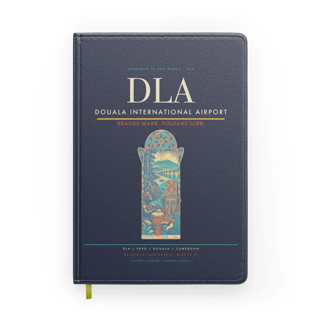 Douala International Airport (DLA) design on navy blue notebook