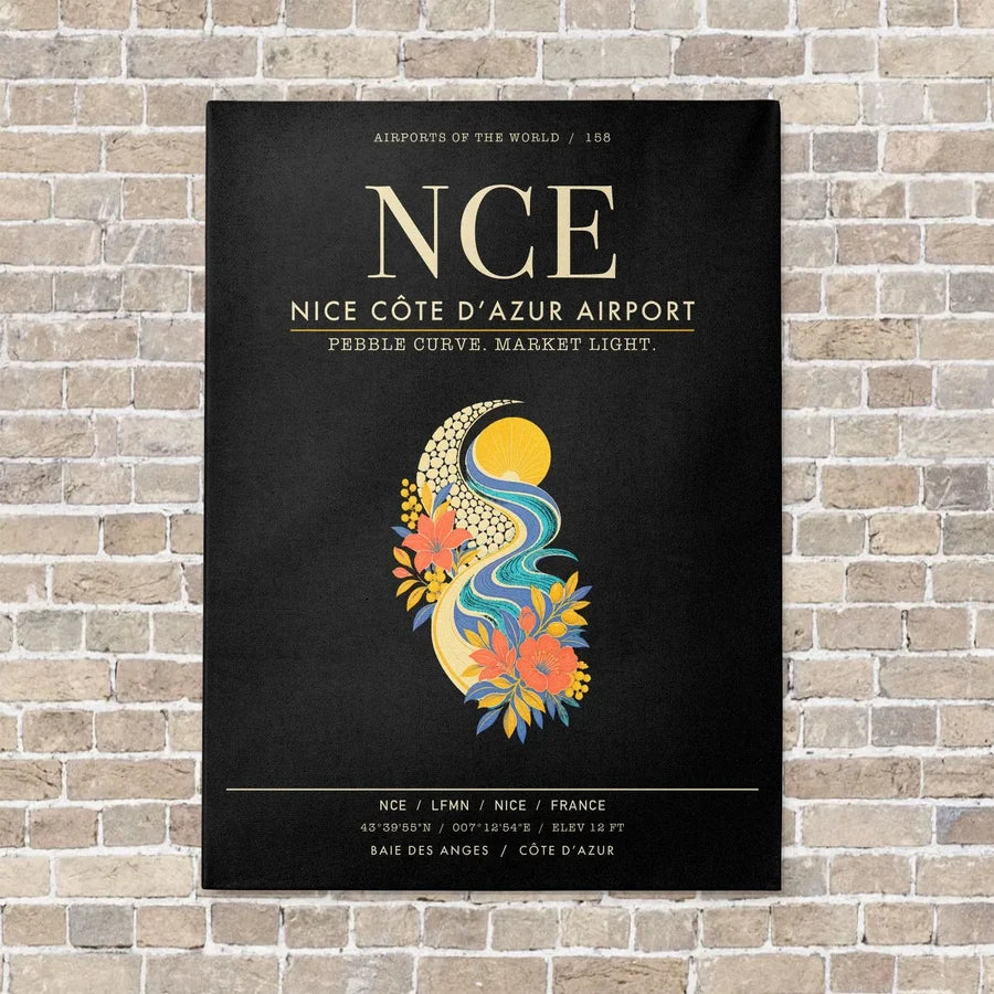 Nice Cote dAzur Airport NCE - Canvas Framed - Black