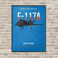 Thumbnail for F-117A Nighthawk Own The Night vertical canvas print - framed - turquoise background