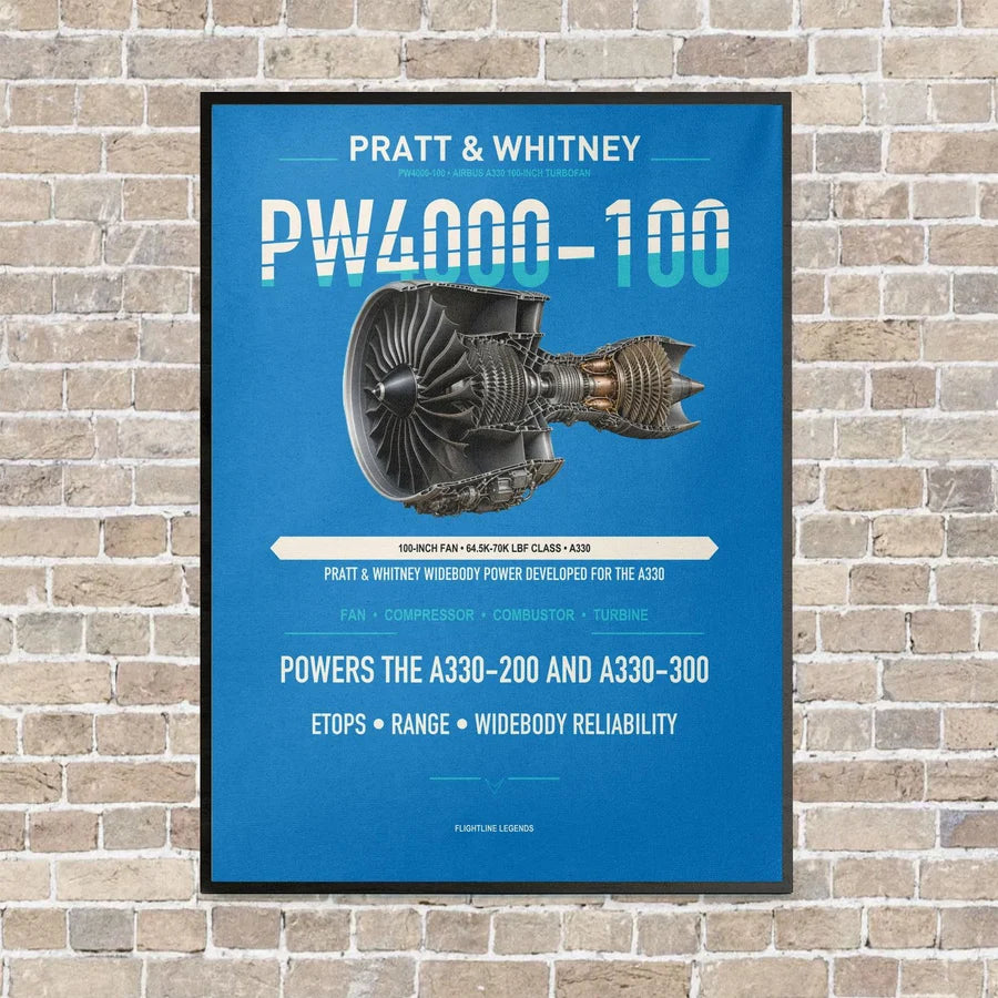 PW4000-100 vertical canvas print - framed - turquoise background