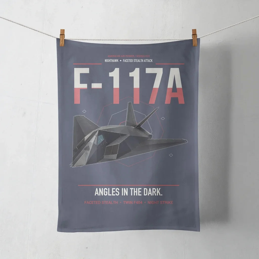 F-117A Nighthawk design on navy blue towel