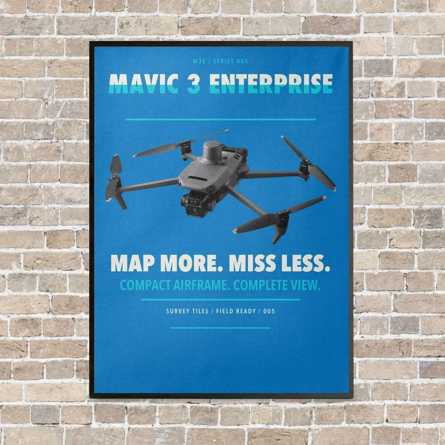 DJI Mavic 3 Enterprise vertical canvas print - framed - turquoise background