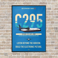 Thumbnail for Airbus C295 SIGINT vertical canvas print - framed - turquoise background