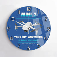 Thumbnail for DJI Mini 2 design on blue no frame wall clock