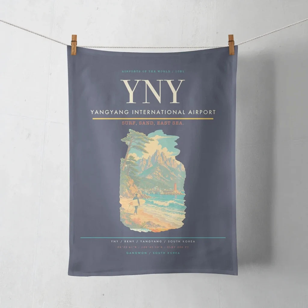 Yangyang International Airport (YNY) design on navy blue towel