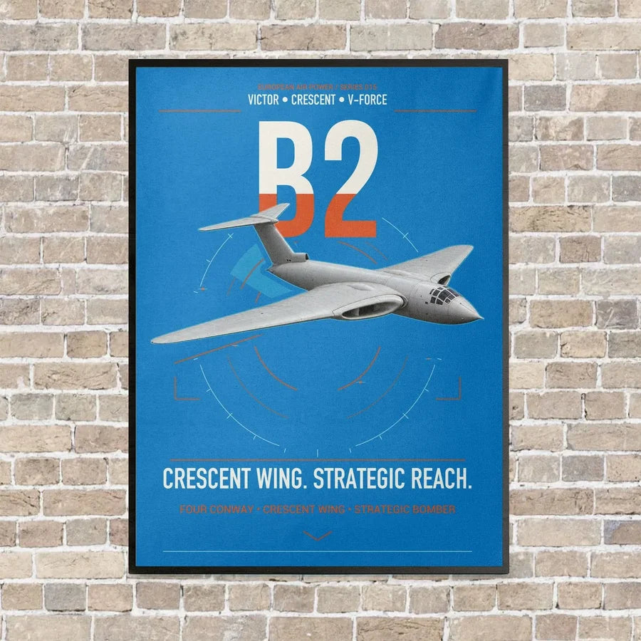 Handley Page Victor B2 vertical canvas print - framed - turquoise background