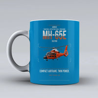 Thumbnail for Airbus MH-65E Dolphin design on turquoise ceramic mug, double-side print