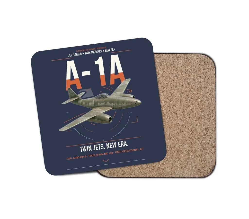 Messerschmitt Me 262A-1a design on navy blue 1 piece coaster