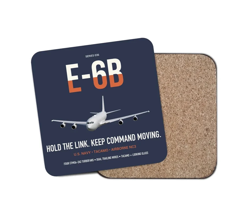 E-6B Mercury design on navy blue 1 piece coaster
