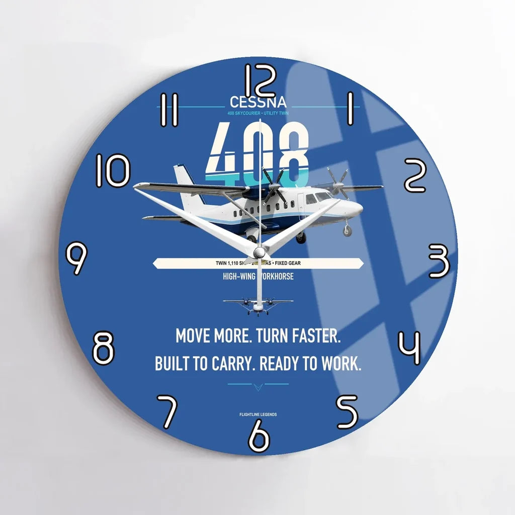 Cessna 408 SkyCourier design on blue no frame wall clock